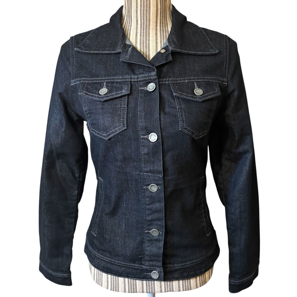 MOB Authentic Jean Jacket Small Dark Blue Denim Made in Brazil Cotton Silver